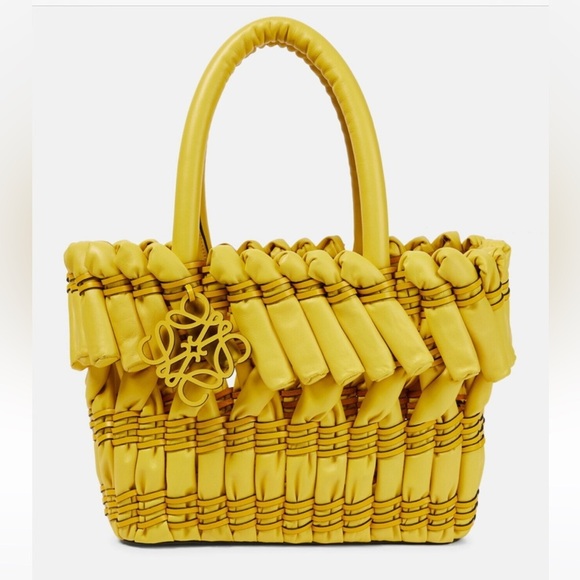 Loewe NWT RARE NEW yellow leather tubular bag basket style large w/ dustbag - Picture 1 of 6